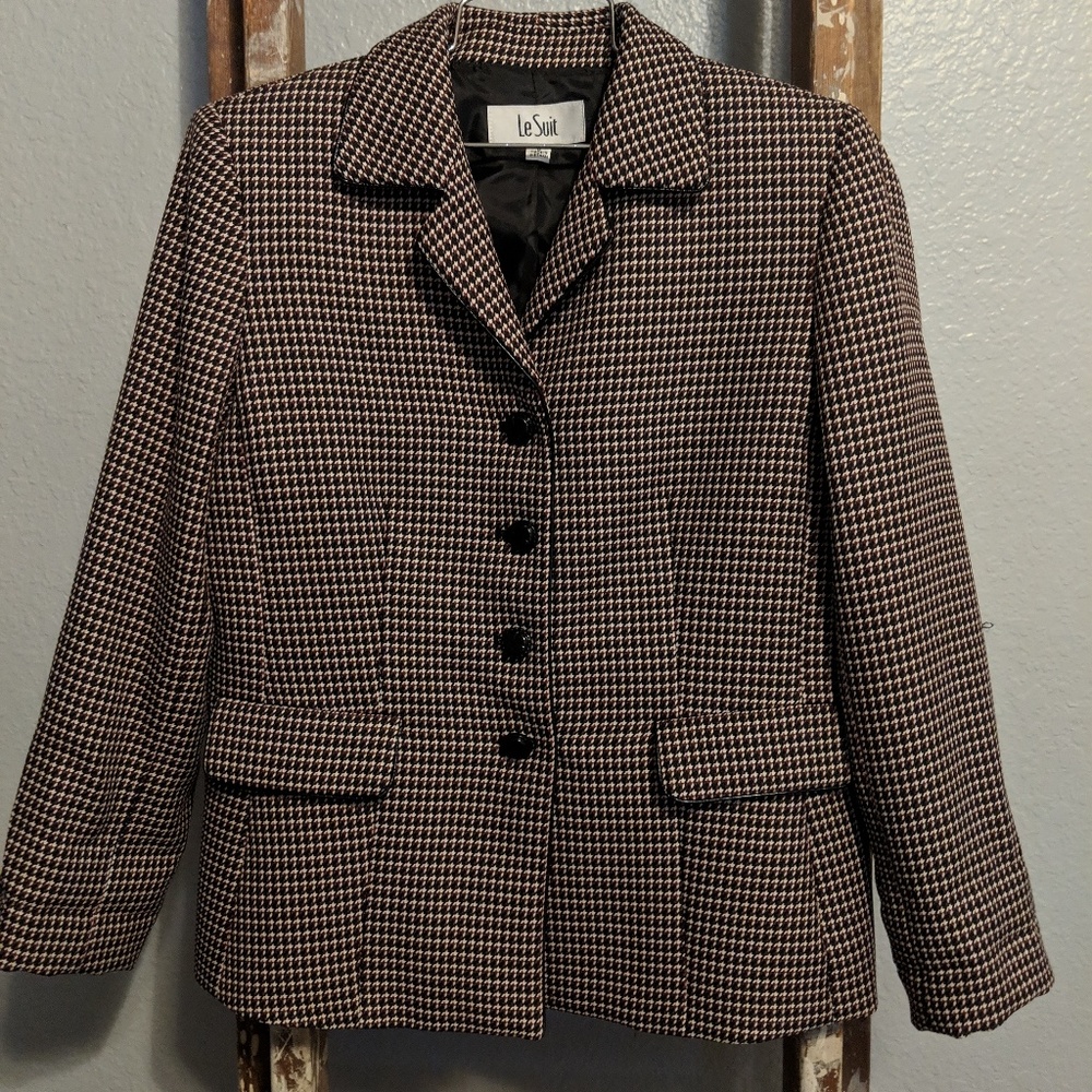Vintage Red Black Houndstooth Blazer